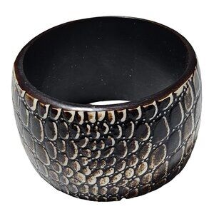 African Inspired Tribal Style Reptile Print Wide Bangle Bracelet Fashion Jewelry